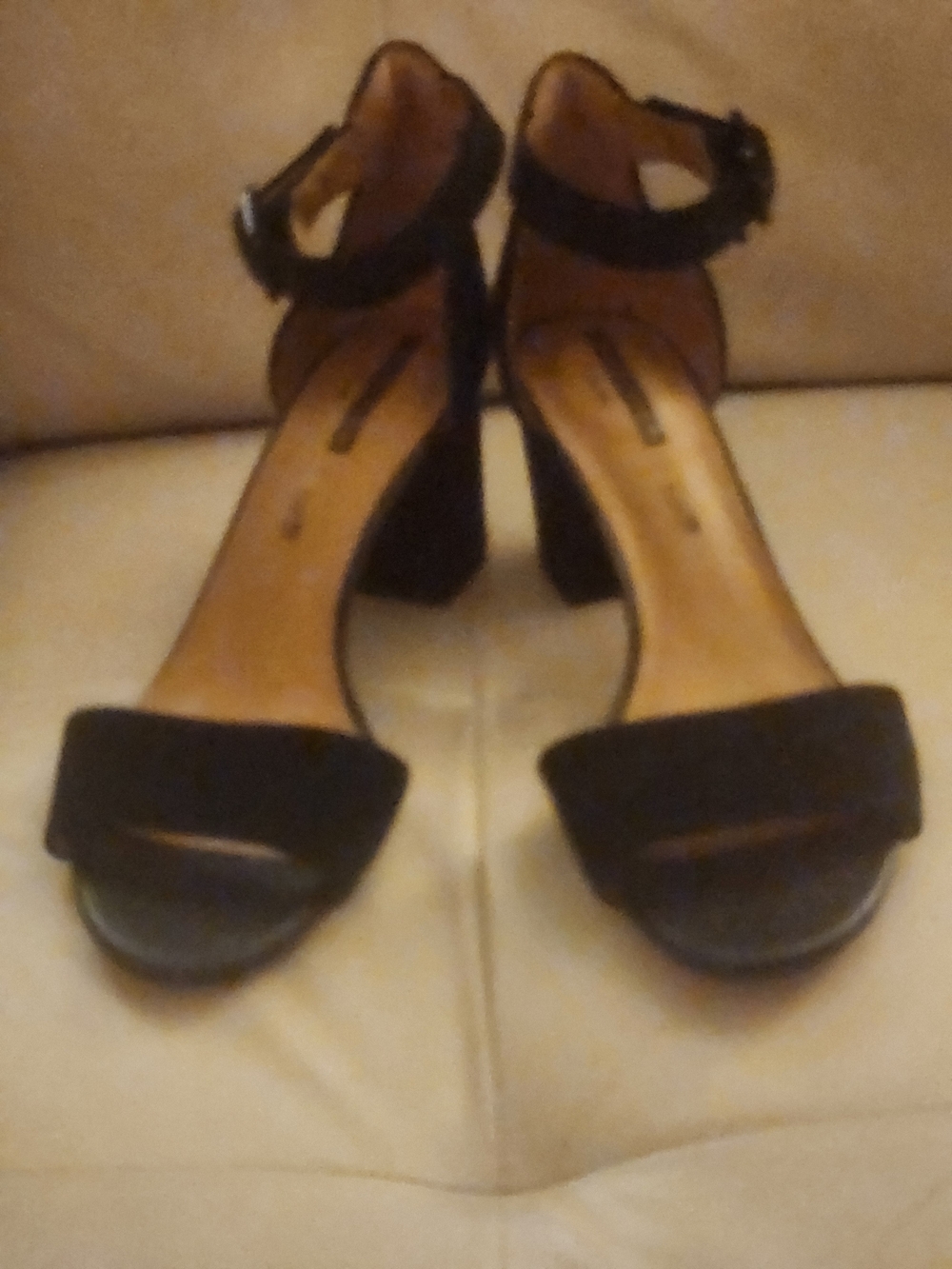 Clarks Black Ankle-Strap Block Heels